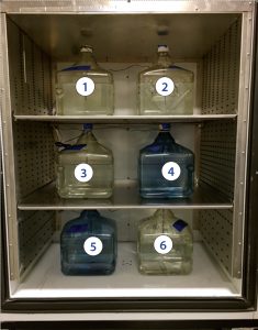 Photo 3: Standard six-bottle positions in chamber 