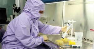 Analytical testing in a biosafety cabinet