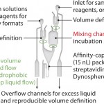 FIGURE 6: Design of microstructure in Gyrolab mixing CD to automate acid sample treatment