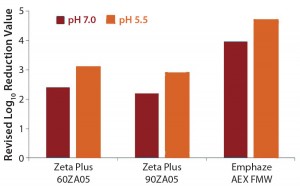 Figure 2: Revised log-reduction values for X-MuLV indicate virus clearance is based on anionic retention mechanisms. 