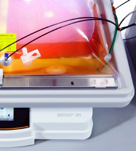 Photo 2: BioPAT ViaMass sensor disc welded into a Sartorius Stedim Biotech Flexsafe RM 20-L Optical bioreactor (10-L working volume