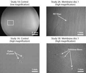 Figure 5: Particulates recovered on membrane discs 